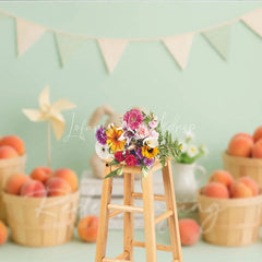 Lofaris Sweet Peach Harvest and Plush Bunny Photo Backdrop Birthday Cake Smash Photography Background