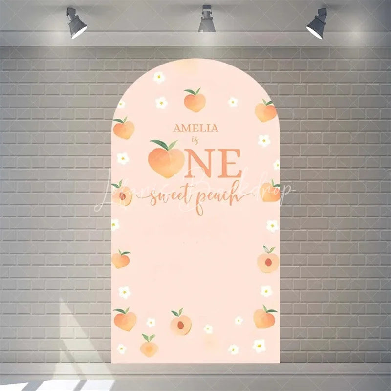 Lofaris Sweet Peach Spring Birthday Backdrop Blossom Floral Arch Decor for Girls Garden Party Photo Booth Background