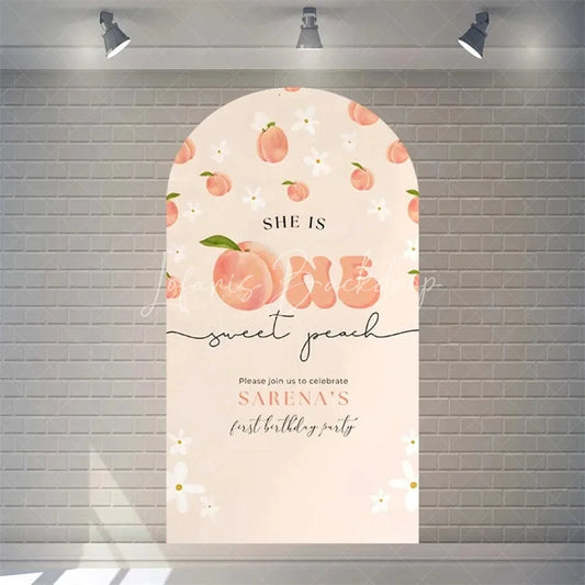 Lofaris Sweet Peach Spring Birthday Backdrop Blossom Floral Arch Decor for Girls Garden Party Photo Booth Background