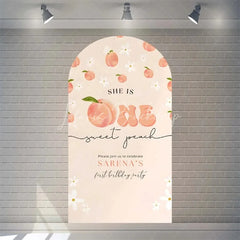 Lofaris Sweet Peach Spring Birthday Backdrop Blossom Floral Arch Decor for Girls Garden Party Photo Booth Background