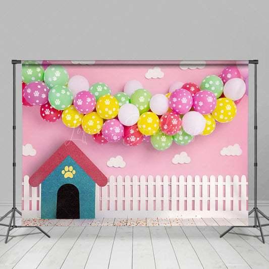 Lofaris Sweet Pink Balloon Arch Kennel Cake Smash Backdrop