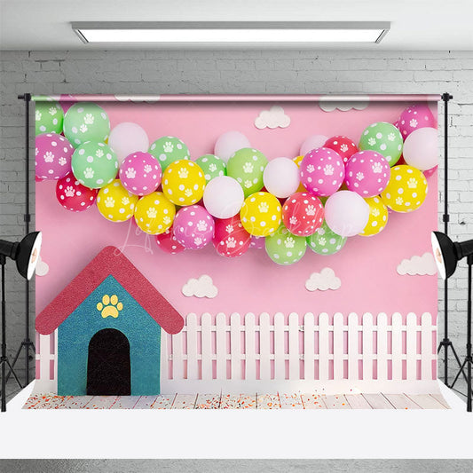 Lofaris Sweet Pink Balloon Arch Kennel Cake Smash Backdrop