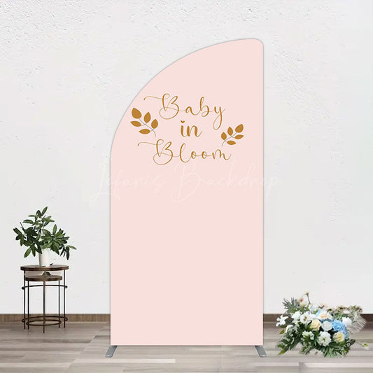 Lofaris Sweet Pink Boho Leaves Baby Shower Half Moon Arch Backdrop