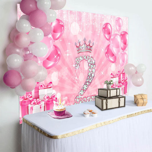 Lofaris Sweet Pink Bokeh Shiny Happy 2nd Birthday Backdrop