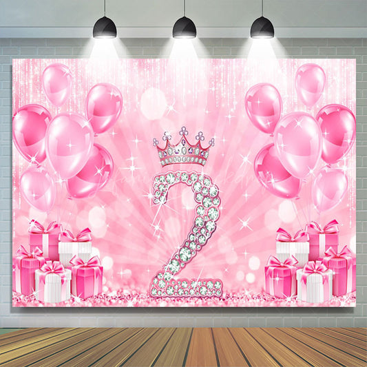 Lofaris Sweet Pink Bokeh Shiny Happy 2nd Birthday Backdrop