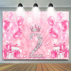 Lofaris Sweet Pink Bokeh Shiny Happy 2nd Birthday Backdrop