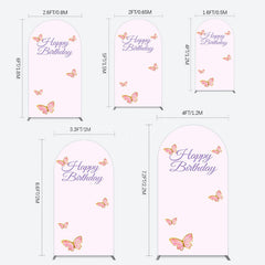 Lofaris Sweet Pink Butterfly Happy Birthday Arch Backdrop