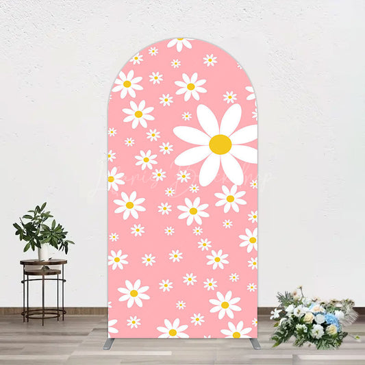 Lofaris Sweet Pink Daisy Cute Happy Birthday Arch Backdrop