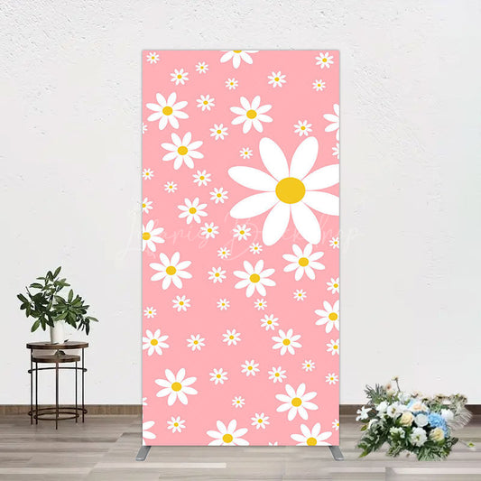 Lofaris Sweet Pink Daisy Cute Happy Birthday Rectangle Backdrop
