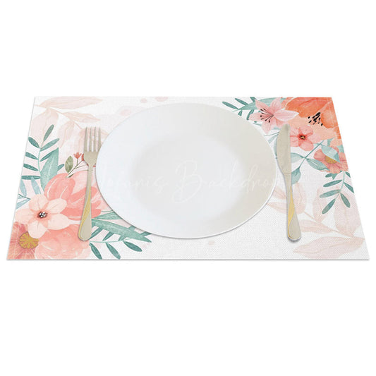 Lofaris Sweet Pink Floral Elegant Spring Set of 4 Placemats