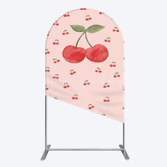 Lofaris Sweet Pink Red Cherry Happy Birthday Arch Backdrop