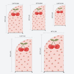 Lofaris Sweet Pink Red Cherry Happy Birthday Half Moon Arch Backdrop