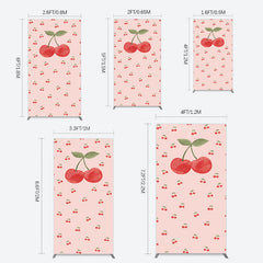 Lofaris Sweet Pink Red Cherry Happy Birthday Rectangle Backdrop
