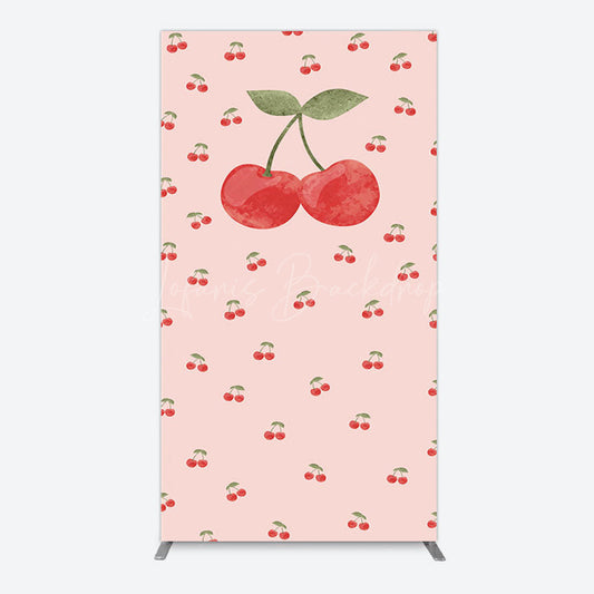 Lofaris Sweet Pink Red Cherry Happy Birthday Rectangle Backdrop