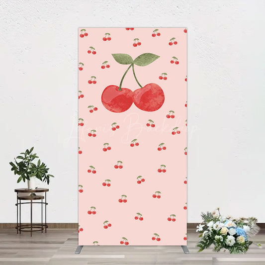 Lofaris Sweet Pink Red Cherry Happy Birthday Rectangle Backdrop