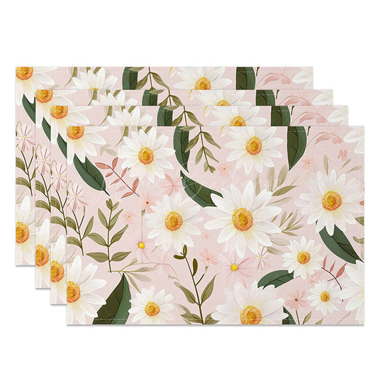 Lofaris Sweet Pink Spring Floral Placemats Set of 4 for Girls Baby Shower and Cheerful Kitchen Dining Decor