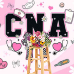 Lofaris Sweet Pink White Daisy Bow Happy CNA Week Backdrop