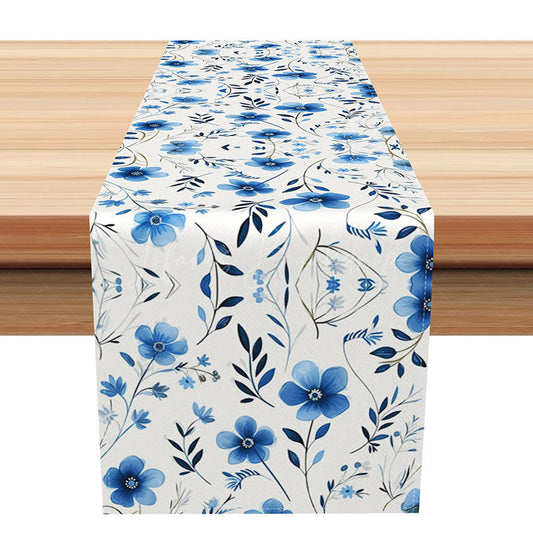 Lofaris Sweet Purple Floral Table Runner in an Ink Painting Style Abstract Botanical Art Elegant and Moody Kitchen Decor