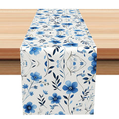 Lofaris Sweet Purple Floral Table Runner in an Ink Painting Style Abstract Botanical Art Elegant and Moody Kitchen Decor