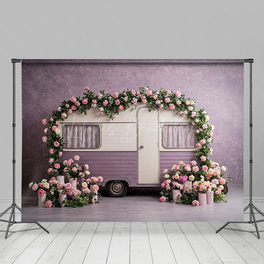 Lofaris Sweet Purple Motor Home Floral Wedding Backdrop