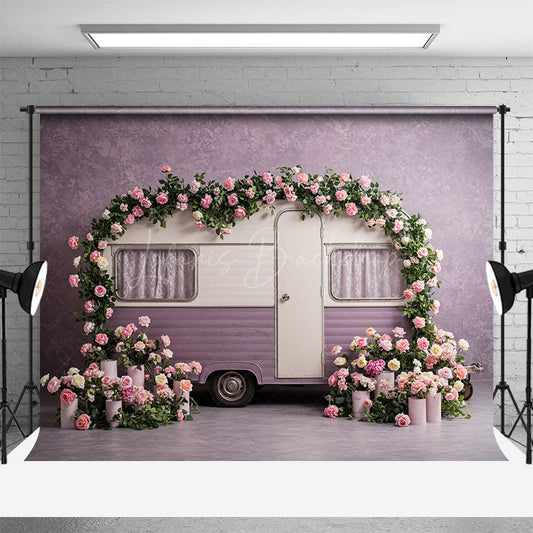 Lofaris Sweet Purple Motor Home Floral Wedding Backdrop