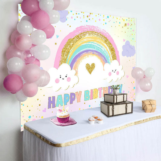 Lofaris Sweet Rainbow Color Glitter Sky Birthday Backdrop