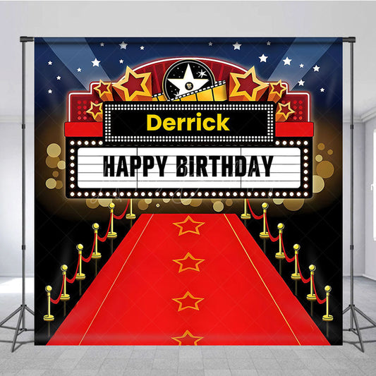 Lofaris Sweet Red Carpet Movies Custom Birthday Backdrop