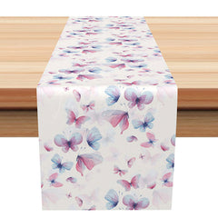Lofaris Sweet Spring Butterfly Table Runner in Soft Pink and Blue Whimsical Garden Vibe Girls Birthday Party Decor