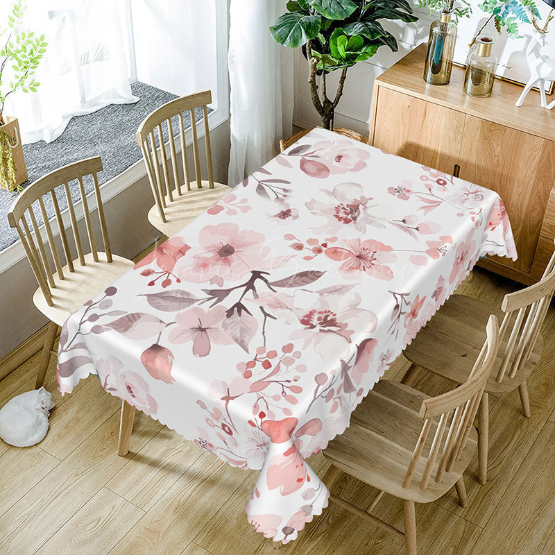 Lofaris Sweet Spring Vibe Tablecloth with Painted Flowers for Artistic Garden Party and Cheerful Dining Decor