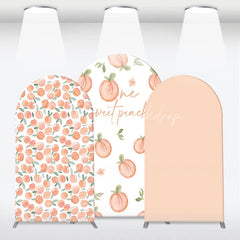 Lofaris Sweet Watercolor Peach Pattern Arch Backdrop Kit One Text and Solid Blush for First Birthday Party