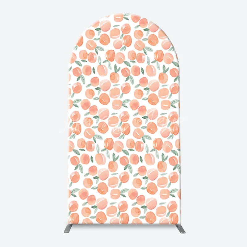 Lofaris Sweet Watercolor Peach Pattern Arch Backdrop Kit One Text and Solid Blush for First Birthday Party