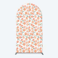 Lofaris Sweet Watercolor Peach Pattern Arch Backdrop Kit One Text and Solid Blush for First Birthday Party