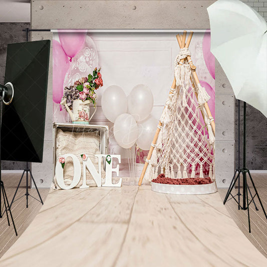Lofaris Sweet Wood Tent Birthday Cake Smash Sweep Backdrop