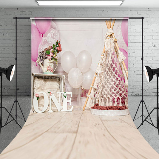 Lofaris Sweet Wood Tent Birthday Cake Smash Sweep Backdrop