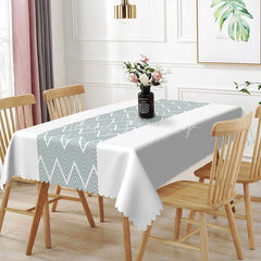Lofaris Teal Geometric Herringbone Rectangle Tablecloth Modern Arrow Pattern Kitchen Dining Table Cover Room Decoration