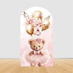 Lofaris Teddy Bear Hot Air Balloon Arch Backdrop Girl Baby Shower Decor Pink Airplane Adventure Theme Party