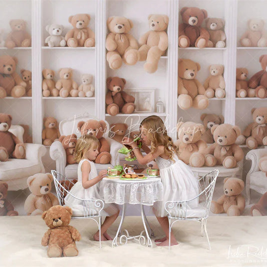 Lofaris Teddy Bear Room Photography Backdrop Nursery Bookshelf Full of Bears We Can Bearly Wait Baby Shower Cake Smash