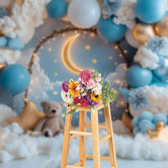 Lofaris Teddy Moon Light Night Sweet Cake Smash Backdrop