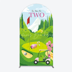 Lofaris Tee Time For Two Golf Birthday Arch Backdrop Pink Cart and Mountain Landscape Girls 2nd