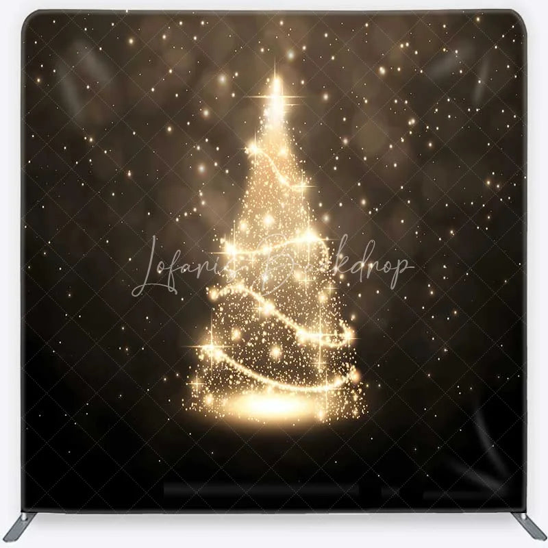 Lofaris Tension Fabric Backdrop Abstract Gold Glitter Christmas Tree Bokeh Background