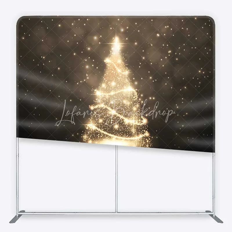 Lofaris Tension Fabric Backdrop Abstract Gold Glitter Christmas Tree Bokeh Background