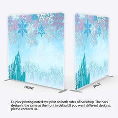 Lofaris Tension Fabric Backdrop Blue Winter Ice Castle Snowflake Princess Party Decor