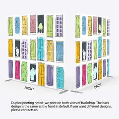 Lofaris Tension Fabric Backdrop Cartoon Colorful Doors Monster World Adventure Kids Birthday Background