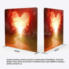 Lofaris Tension Fabric Backdrop Heart Shaped Cloud Sunset Sky Love Road Photography Background