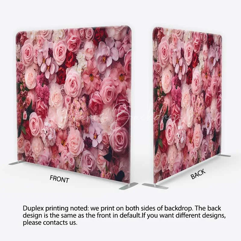 Lofaris Tension Fabric Backdrop Pink Rose Flower Wall Romantic Floral Bloom Pillowcase Background Wedding Valentine Decor