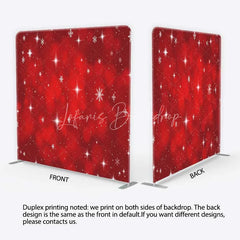 Lofaris Tension Fabric Backdrop Red Christmas Snowflake Star Winter Holiday Glitter Bokeh Pillowcase Background Xmas Party Decor