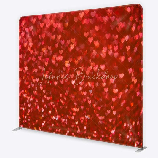 Lofaris Tension Fabric Backdrop Red Heart Bokeh Glitter Romantic Valentine Love Pillowcase Background Wedding Anniversary Decor