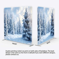 Lofaris Tension Fabric Backdrop Winter Snow Forest Wonderland Realistic White Tree Nature Pillowcase Background Holiday Decor