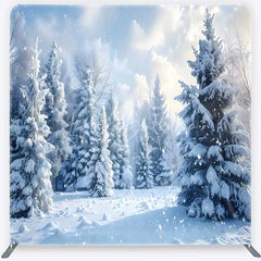 Lofaris Tension Fabric Backdrop Winter Snow Forest Wonderland Realistic White Tree Nature Pillowcase Background Holiday Decor