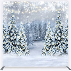 Lofaris Tension Fabric Backdrop Winter Wonderland Snow Forest Christmas Tree Decor